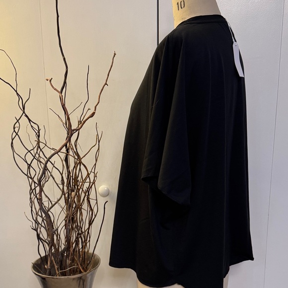 Elegant Black Women's Short Sleeve Top - Picture 2 of 6